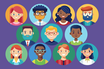 Vector icon set featuring diverse people avatars, ideal for representing individuals across various contexts and platforms