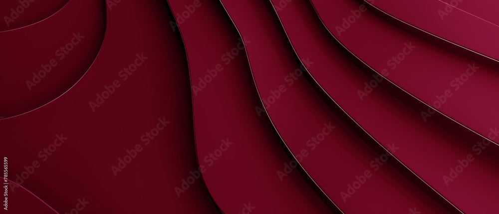 Poster Abstract texture dark red background banner panorama long with 3d geometric waving waves curves gradient shapes for website, business, print design template paper pattern illustration