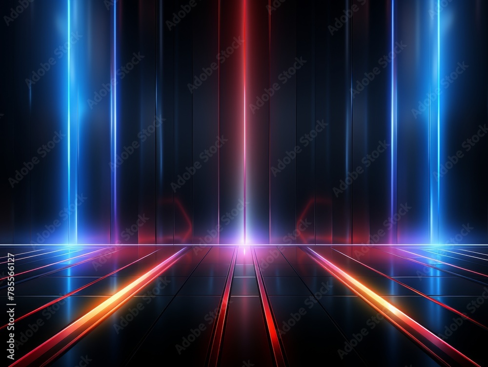 Wall mural abstract neon light lines on dark background. digital art with a futuristic concept. sci-fi technolo