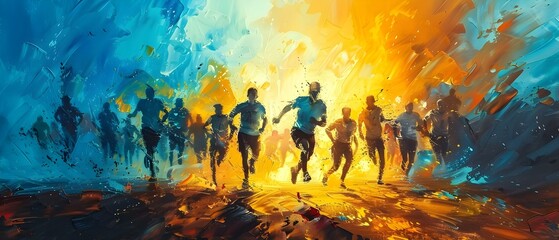 Dynamic Runners in Abstract Splendor. Concept Running, Abstract, Splendor, Dynamic, Athletes