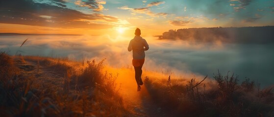 Sunrise Run: Embracing the New Day's Energy. Concept Health & Wellness, Morning Routine, Fitness...