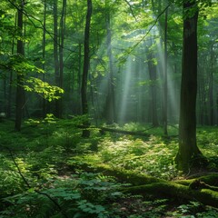 Obraz premium Dense green forest landscape
