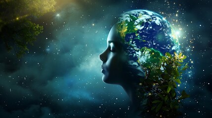 Artistic image of mother earth. World environment and mother earth day concept
