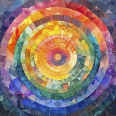 Obraz premium An intricate tapestry of success unfolds through vibrant circular motifs in a captivating watercolor masterpiece.