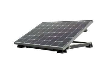 Single Solar Panel on Adjustable Stand Isolated on White