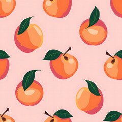 peachs seamless pattern, cute, pink background