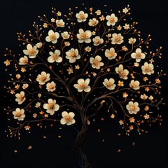 Tree with white flowers painting