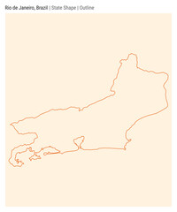Rio de Janeiro, Brazil. Simple vector map. State shape. Outline style. Border of Rio de Janeiro. Vector illustration.