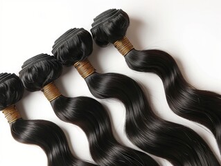 A bundle of black hair with wavy curls.