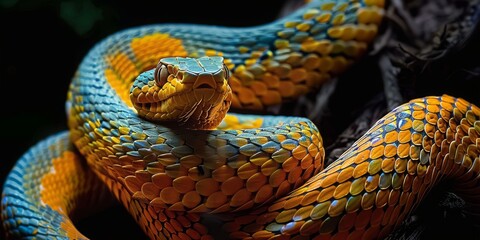 Orange and blue snake image.
