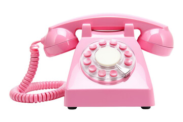 PNG Cored retro pink telephone white background electronics technology - obrazy, fototapety, plakaty