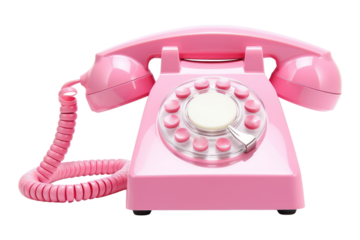PNG Cored retro pink telephone white background electronics technology