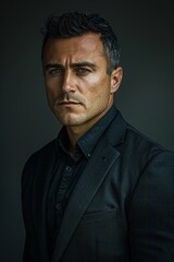 Fototapeta premium Man in black suit and tie