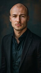 Obraz premium Bald man in black suit
