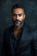 Obraz premium Man in black suit with beard