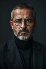Obraz premium Man in glasses and black suit