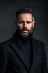 Fototapeta premium Man with beard in black coat
