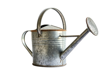 Vintage Galvanized Watering Can Isolated on White Background