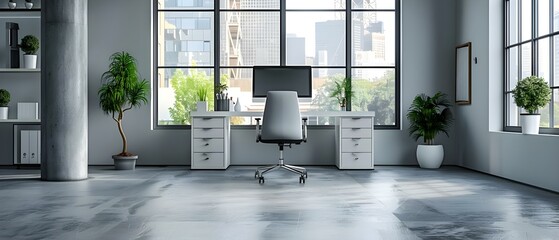 Streamlined Office Space: Boosting Productivity with Style. Concept Office Design, Productivity Tips, Organizational Strategies, Stylish Workspace, Efficient Workflow