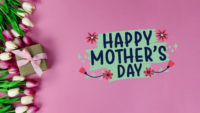 Happy Mothers Day  Card With Pink Ribbon