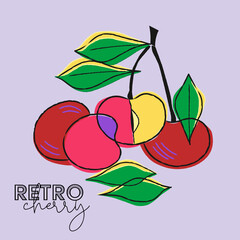 Kirschen im Retro-Stil. Illustration als Vektor oder JPG.