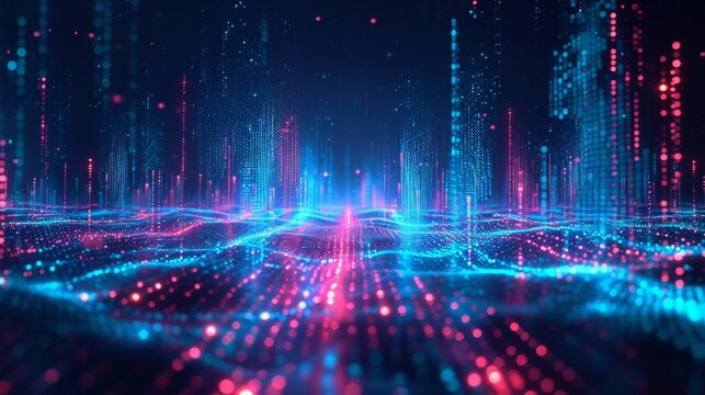 Explore the abstract landscape of cybersecurity  where intricate patterns of defense and offense unfold in the ever-evolving digital frontier