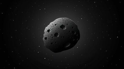 realistic asteroid in space minimalist flat vector illustration isolated on black background