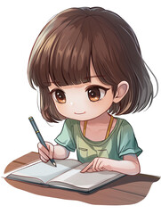  an author is depicted in their studio, engrossed in writing a nove