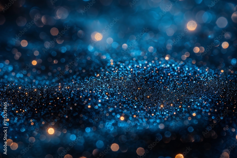 Poster this image showcases a mesmerizing array of blue bokeh lights, creating a sense of magic and wonder