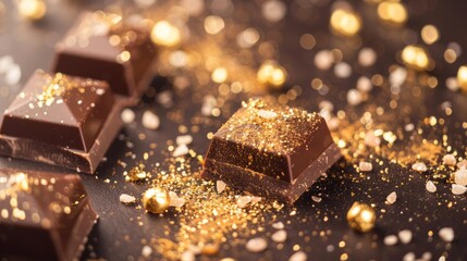 Gourmet Chocolate Sprinkled with Gold Dust Generative AI