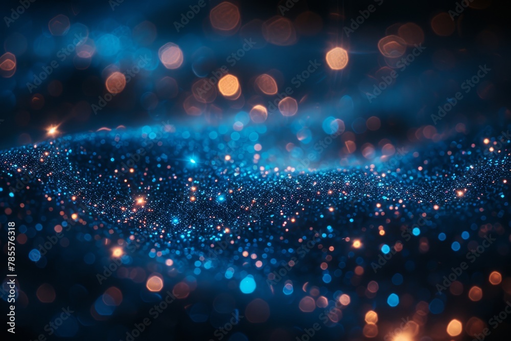 Poster a mesmerizing display of sparkling blue lights with a depth-of-field effect creates an enchanting ab