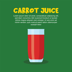 Glass of Fresh Carrot Juice flat vector design - obrazy, fototapety, plakaty