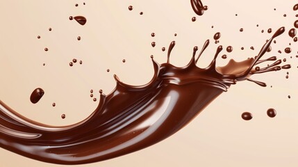 Enticing Long Wave of Creamy Chocolate Splash Generative AI