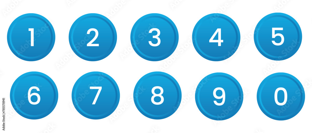 Wall mural set of phone numbers button. number circles set 0 to 9 icon for education and ui/ux design. safe loc