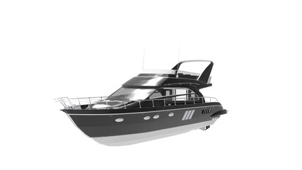 black boat or yacht isolated on white background