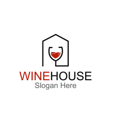 wine house logo design concept stock vector illustration