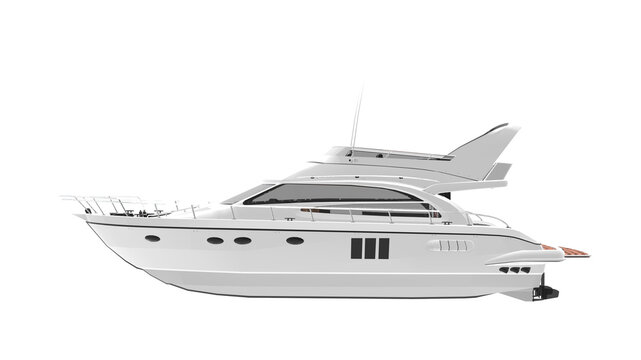 white boat or yacht isolated on white background
