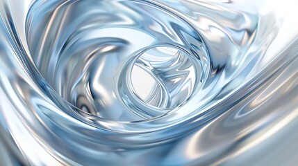 Abstract Vector Illustration, Swirling Silver Chrome Waves on a White Background