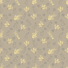 Easter pattern with rabbit and willow