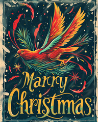 Marry Christmas greeting card poster
