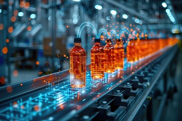 Quality control inspectors using AI-powered cameras and software to detect defects and anomalies in products as they move along conveyor belts in the warehouse