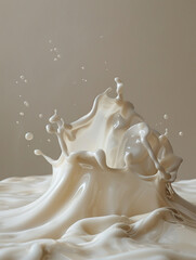 Against a backdrop of simplicity the essential dance of milk and bone plays out the flow of calcium visualized as a serene lifegiving force. Generative ai.