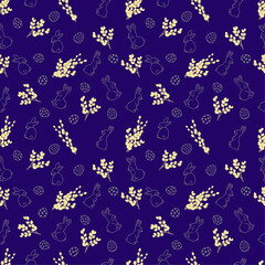 Easter pattern with rabbit and willow