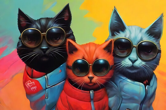 painting Cats with glasses