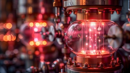 Fototapeta na wymiar Futuristic quantum computer processor concept; high-resolution image depicting an advanced quantum computer algorithm concept with glowing elements