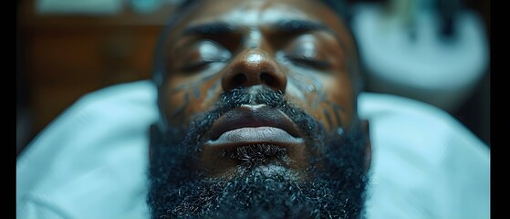 Precision Beard Trim in Barber's Focus. Concept Beard shapping, Barber services, Precision grooming, Facial hair style, Barber expertise