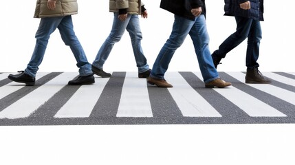 Pedestrian Safety. Crossing a Well-Marked Crosswalk in Urban Environments