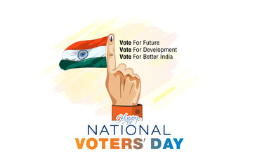 Vector illustration of Voter Hand finger with black mark. National Voters day of India. Indian Election awareness programs theme.