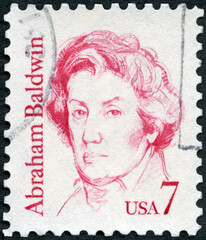 USA - 1980: shows portrait Abrham Baldwin (1754-1807), Great Americans, 1980 - 785585171