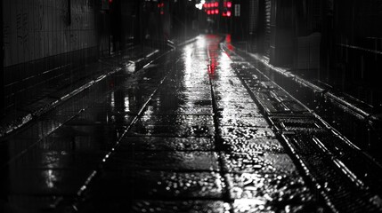 Neon Noir Chronicles. Dark street aesthetic with neon lights, capturing the abstract depths of night and the shadows of urban solitude.